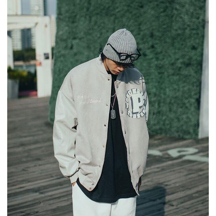 BASEBALL JACKET "CRÉATION" - Shyrz - streetwear - y2k - casual - vanilla 
