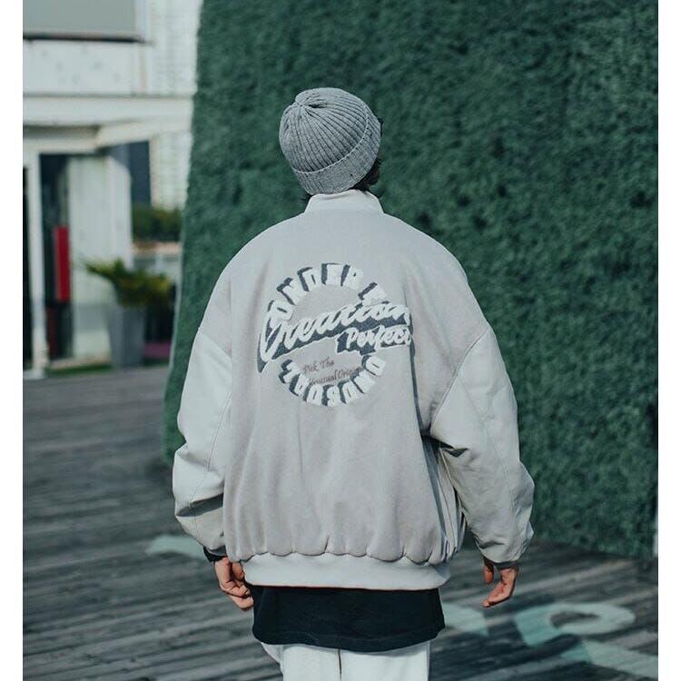 BASEBALL JACKET "CRÉATION" - Shyrz - streetwear - y2k - casual - vanilla 