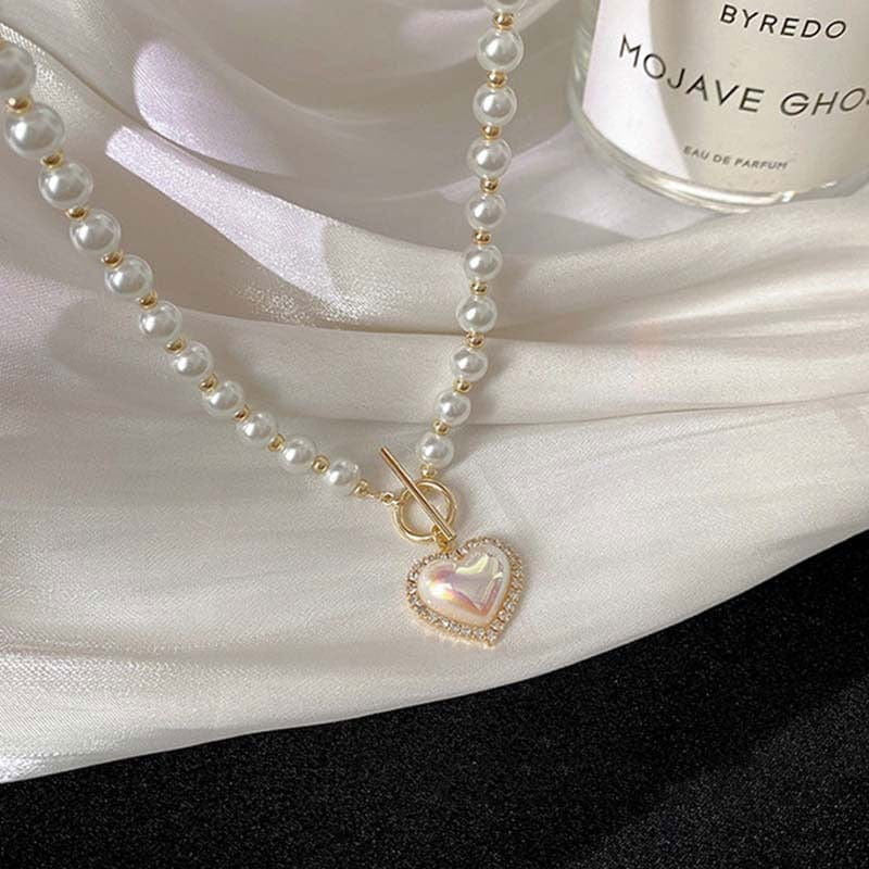 COLLIER PERLE "LOVE" - Shyrz - streetwear - y2k - casual - vanilla 