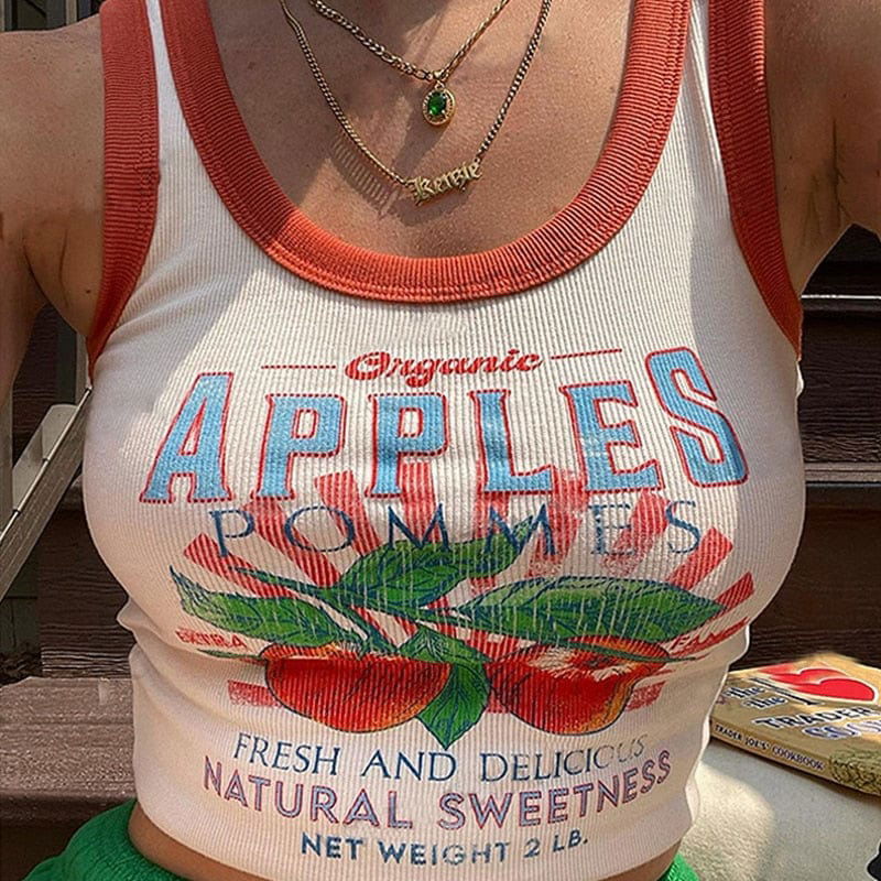 CROP TOP "APPLE" - Shyrz - streetwear - y2k - casual - vanilla 