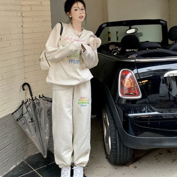 ENSEMBLE JOGGING "REAL" - Shyrz - streetwear - y2k - casual - vanilla 