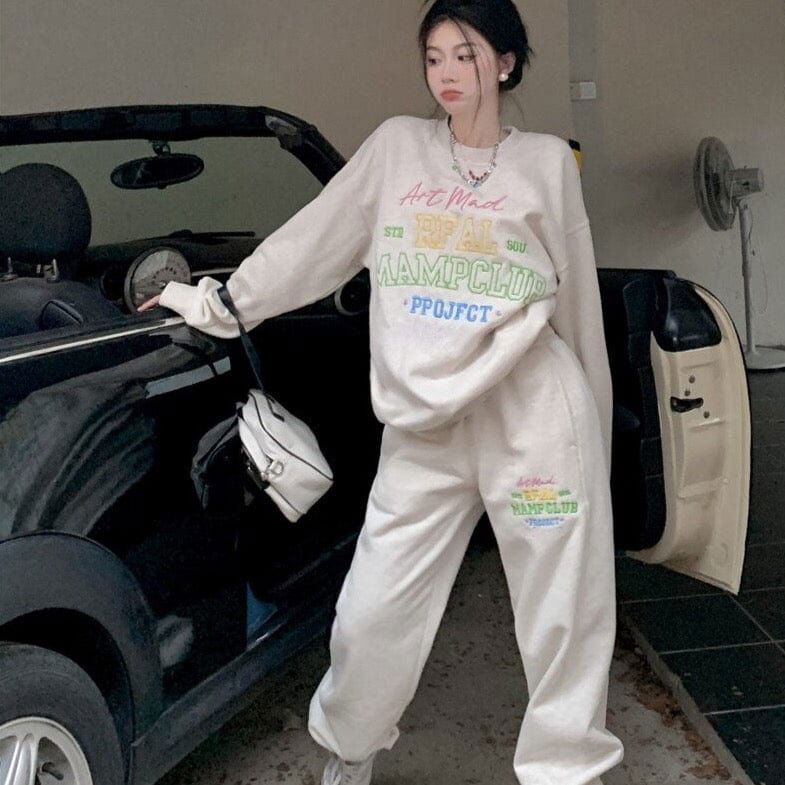 ENSEMBLE JOGGING "REAL" - Shyrz - streetwear - y2k - casual - vanilla 