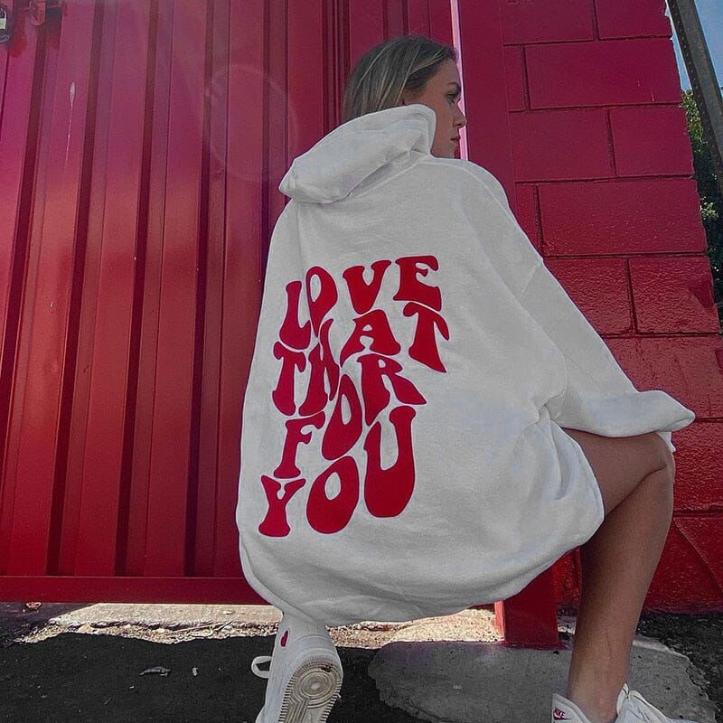 HOODIE "LOVE THAT FOR YOU" - Shyrz - streetwear - y2k - casual - vanilla 