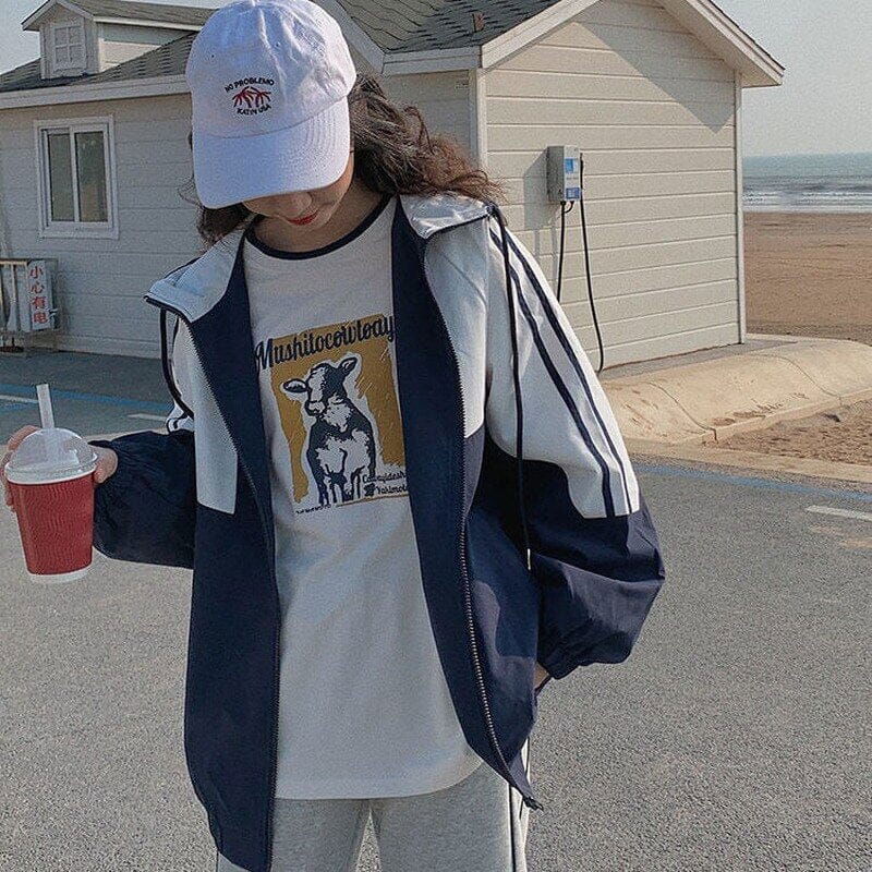 JACKET "BI-COLOR" - Shyrz - streetwear - y2k - casual - vanilla 