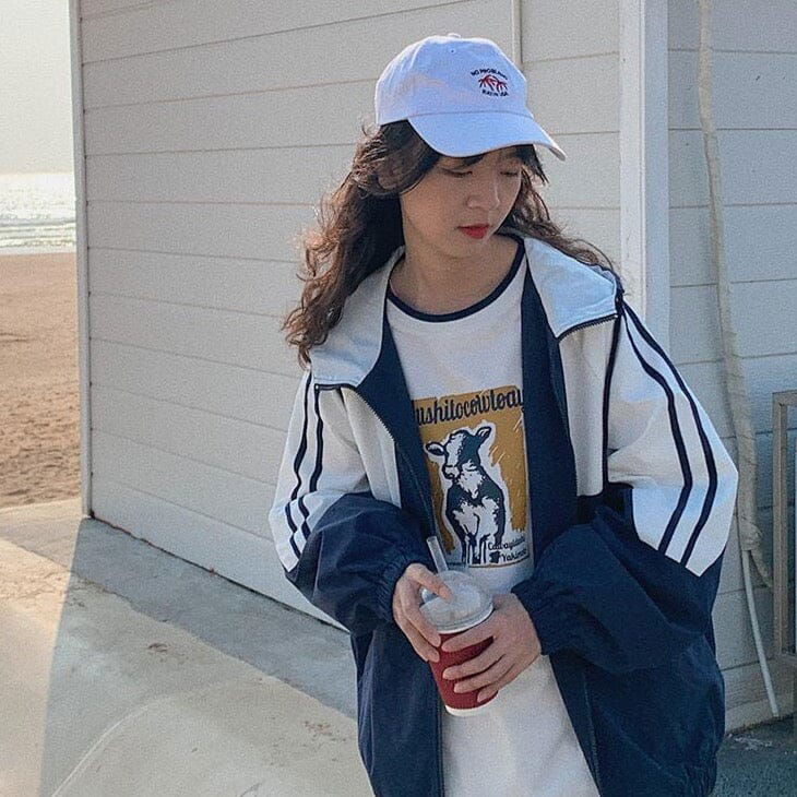 JACKET "BI-COLOR" - Shyrz - streetwear - y2k - casual - vanilla 