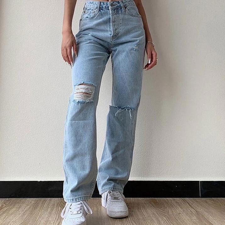 JEAN FEMME BLEU LOOSE - Shyrz - streetwear - y2k - casual - vanilla 