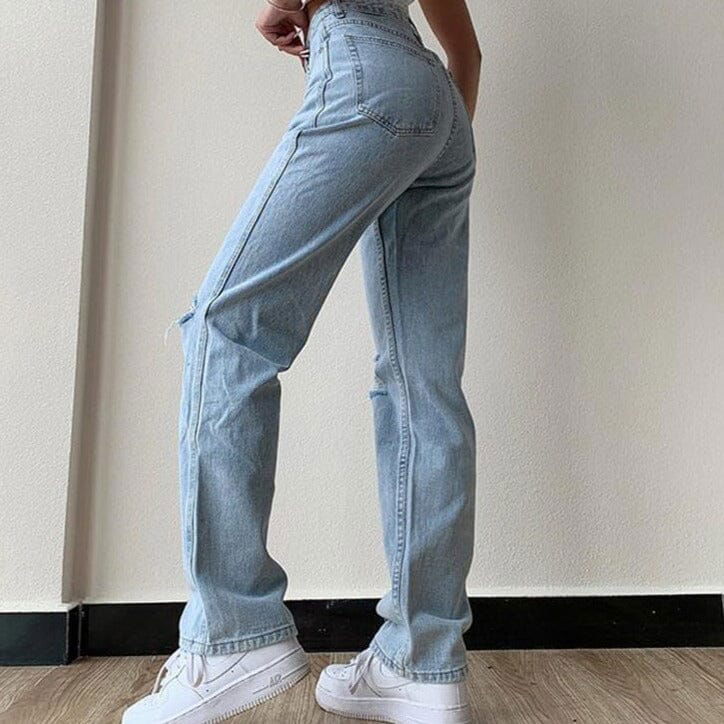 JEAN FEMME BLEU LOOSE - Shyrz - streetwear - y2k - casual - vanilla 