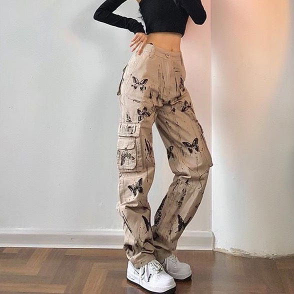 PANT "BUTTERFLY" - Shyrz - streetwear - y2k - casual - vanilla 