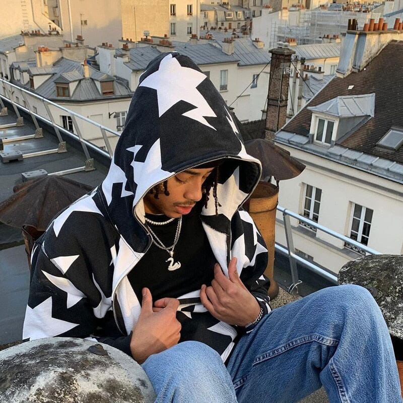 SWEAT FULL ZIP "STAR" - Shyrz - streetwear - y2k - casual - vanilla 