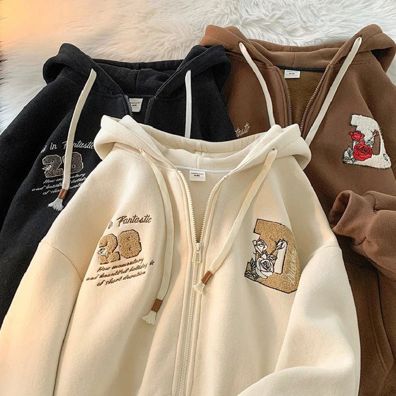 SWEAT ZIP "28" - Shyrz - streetwear - y2k - casual - vanilla 