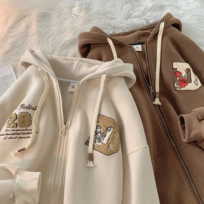 SWEAT ZIP "28" - Shyrz - streetwear - y2k - casual - vanilla 