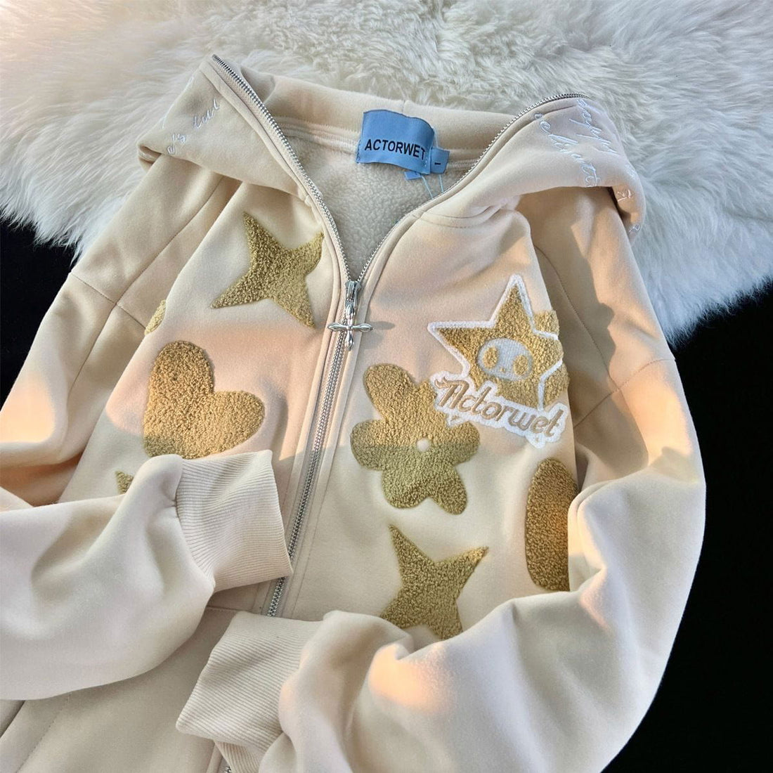 SWEAT ZIP "ACTORWET" - Shyrz - streetwear - y2k - casual - vanilla 