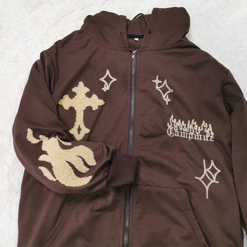 SWEAT ZIP "CAMP" - Shyrz - streetwear - y2k - casual - vanilla 