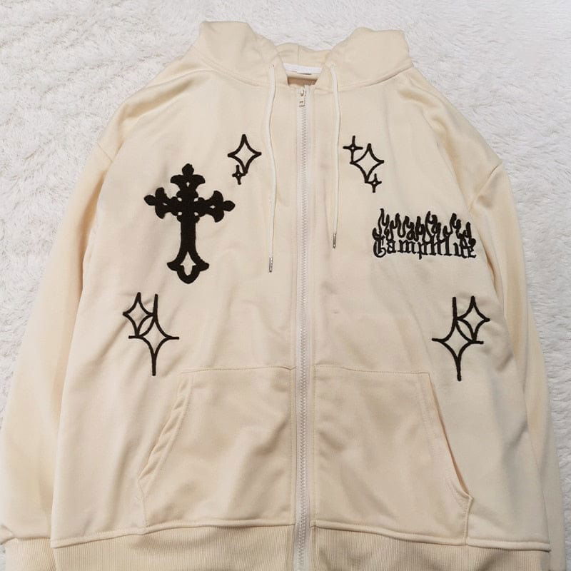SWEAT ZIP "CAMP" - Shyrz - streetwear - y2k - casual - vanilla 