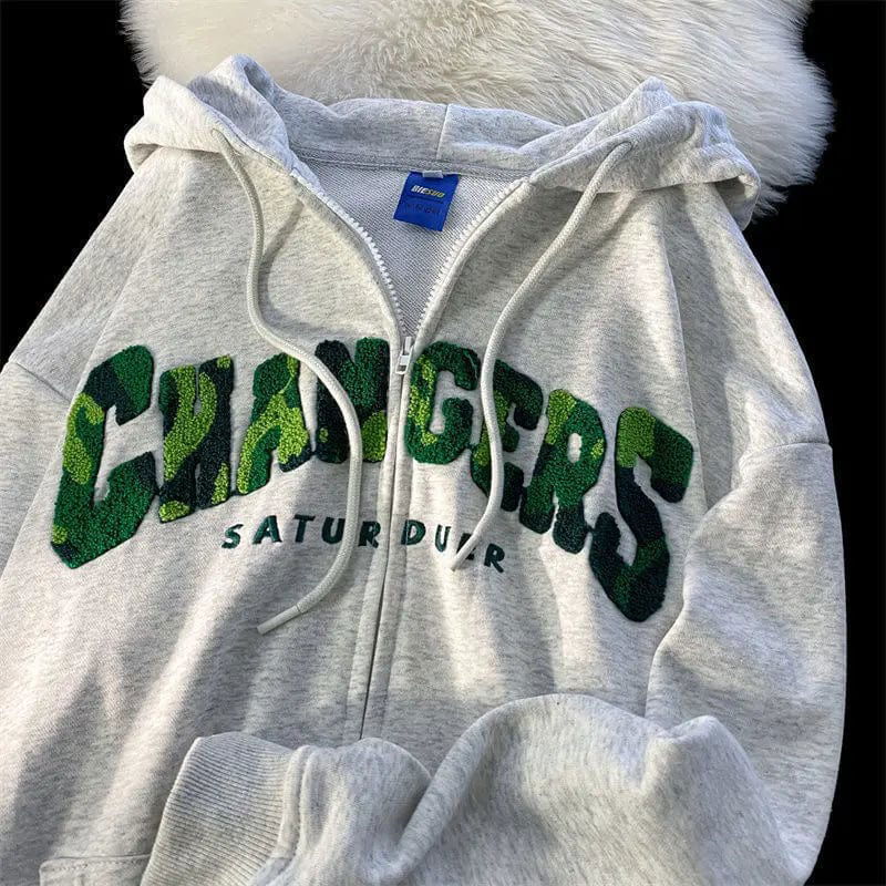 SWEAT ZIP "CHANGERS" - Shyrz - streetwear - y2k - casual - vanilla 