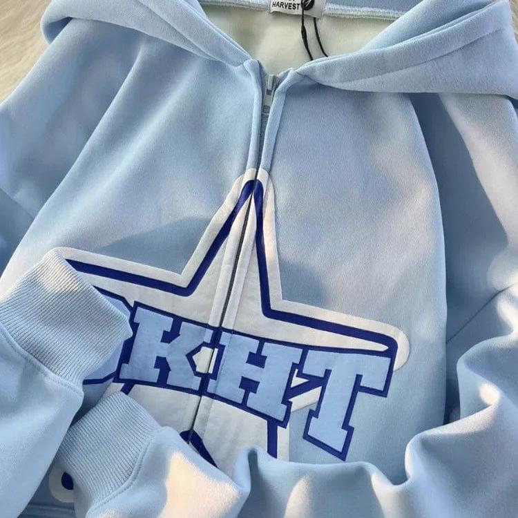 SWEAT ZIP "DKHT" - Shyrz - streetwear - y2k - casual - vanilla 