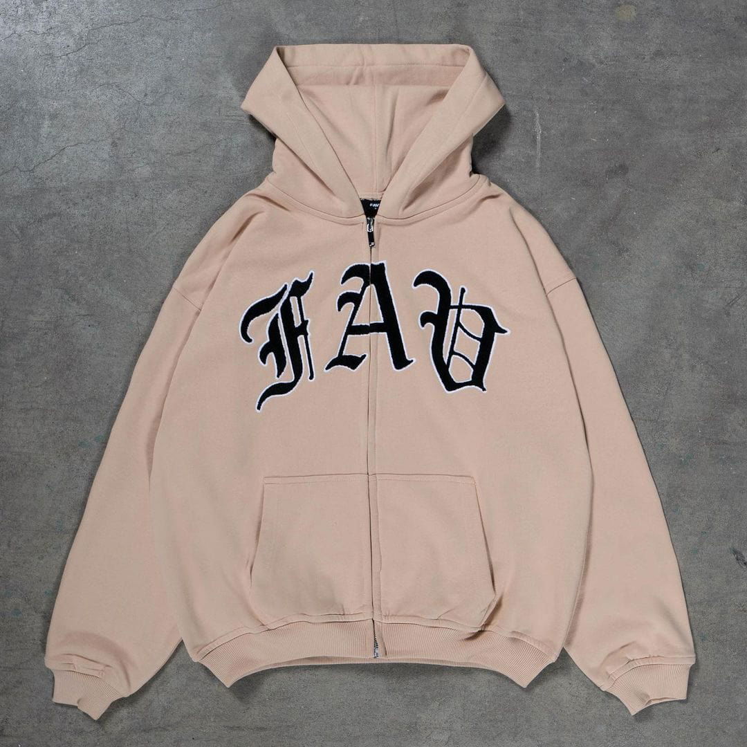 SWEAT ZIP "FAB" - Shyrz - streetwear - y2k - casual - vanilla 