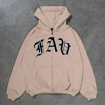 SWEAT ZIP "FAB" - Shyrz - streetwear - y2k - casual - vanilla 