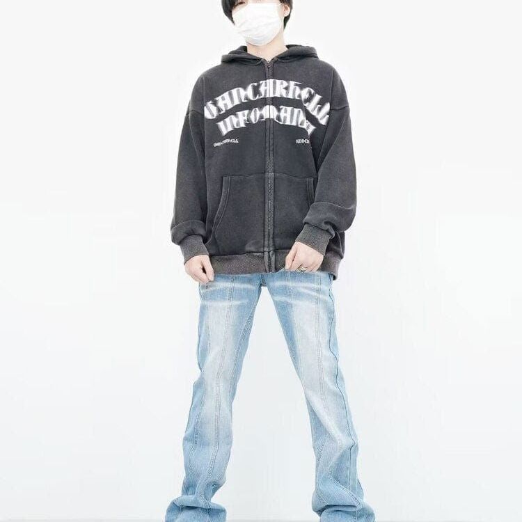 SWEAT ZIP "SPECTRALFACES" - Shyrz - streetwear - y2k - casual - vanilla 