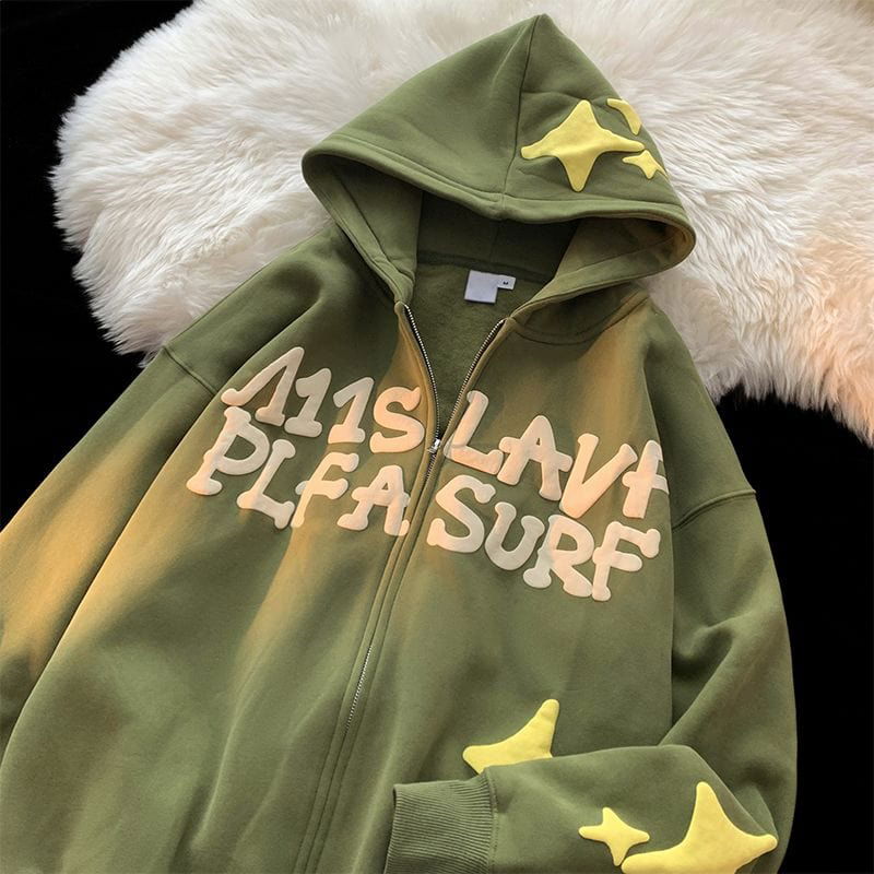 SWEAT ZIP "STAR" - Shyrz - streetwear - y2k - casual - vanilla 