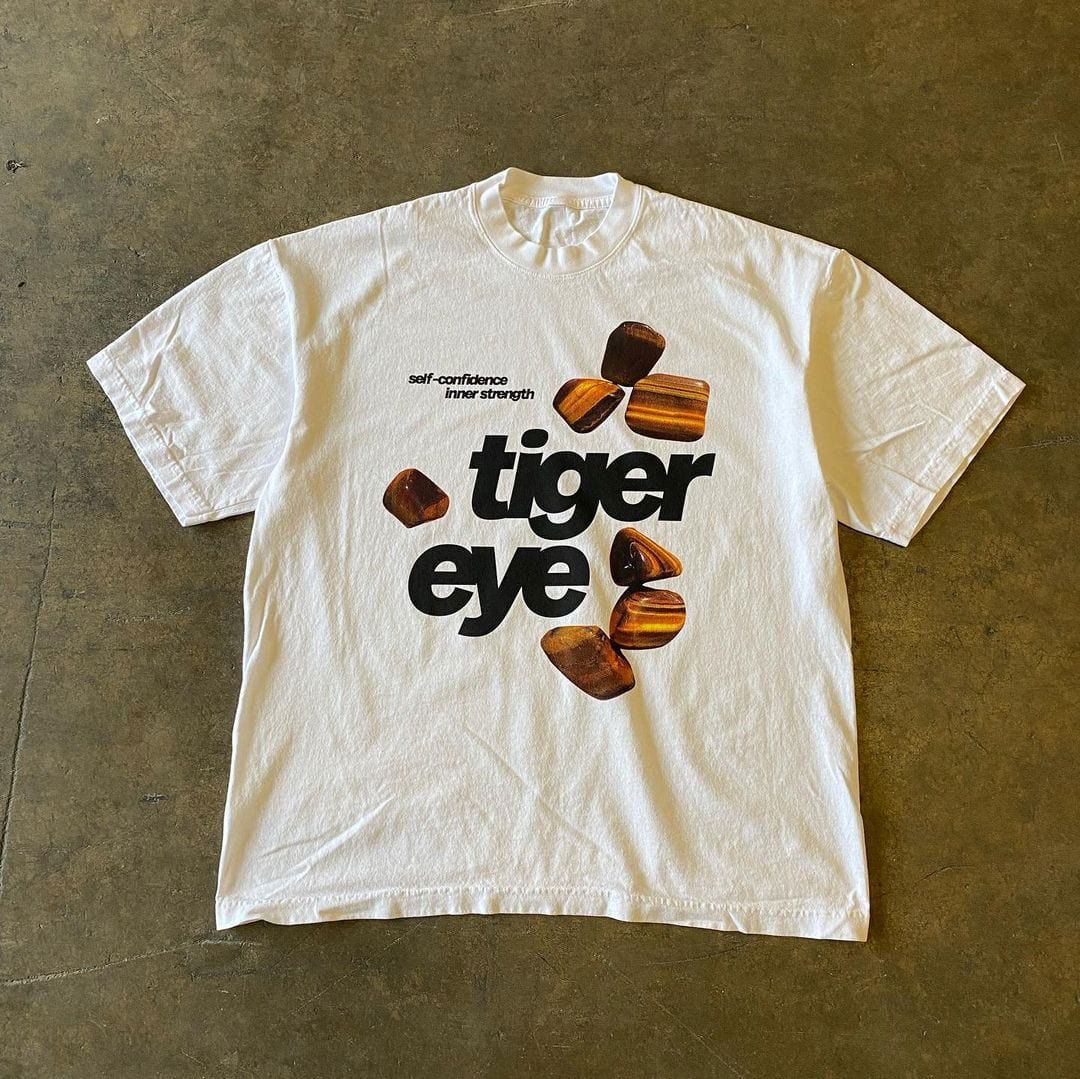 T-SHIRT "TIGER EYE" - Shyrz - streetwear - y2k - casual - vanilla 
