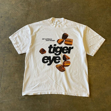 T-SHIRT "TIGER EYE" - Shyrz - streetwear - y2k - casual - vanilla 